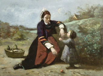 Bretonische Frau und ihr kleines Mädchen, 1855-65